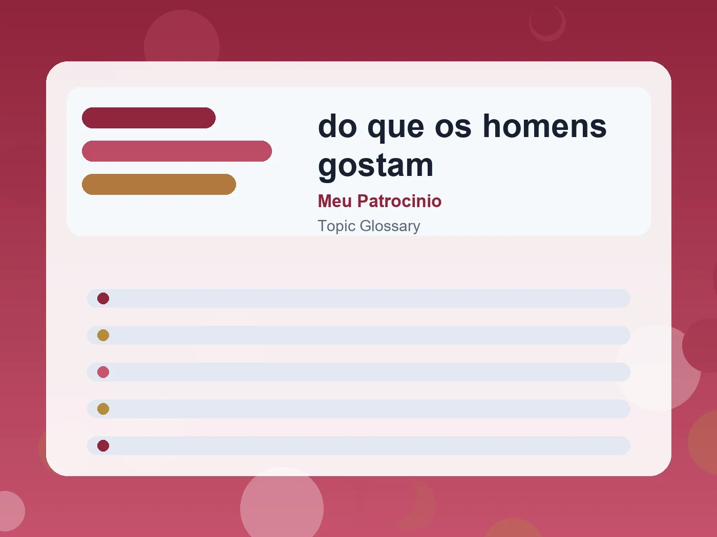 Meu Patrocinio do que os homens gostam guide visual