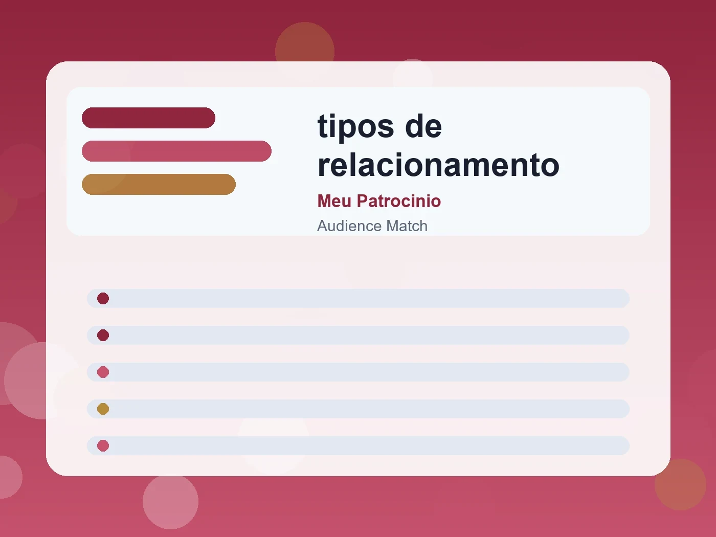 Meu Patrocinio tipos de relacionamento guide visual