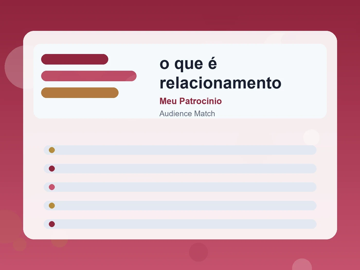 Meu Patrocinio o que é relacionamento guide visual