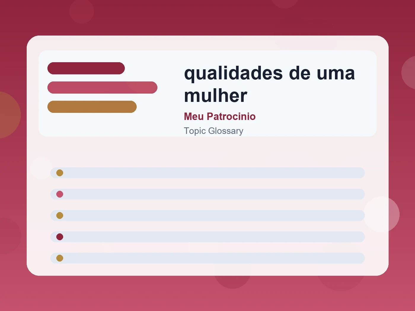 Meu Patrocinio qualidades de uma mulher guide visual