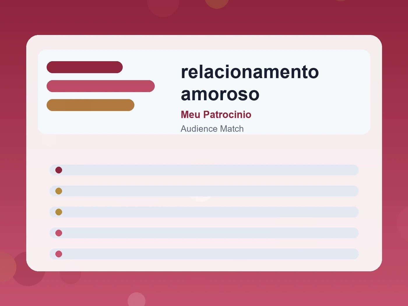 Meu Patrocinio relacionamento amoroso guide visual