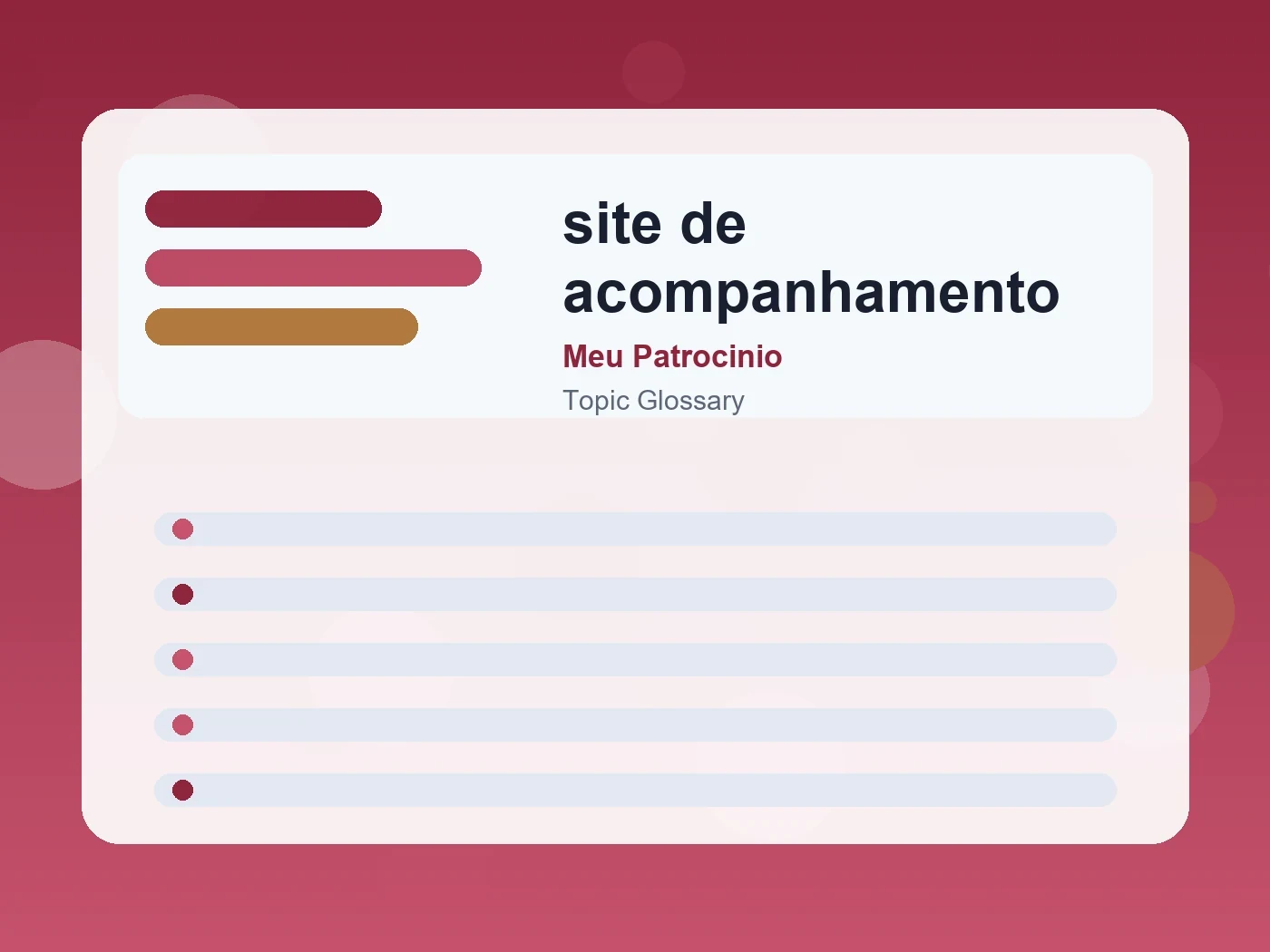 Meu Patrocinio site de acompanhamento guide visual